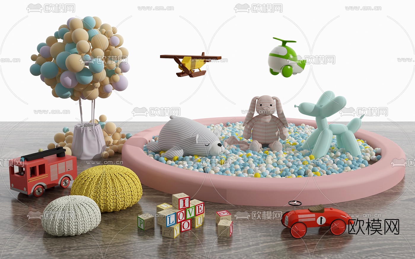 现代儿童玩具气球su模型下载（渲染图2）