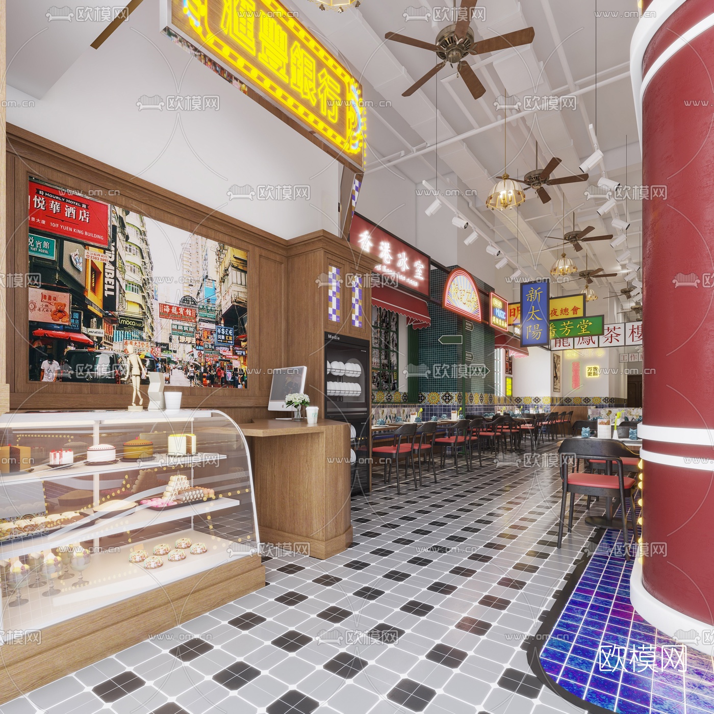 现代港式茶餐厅3d模型