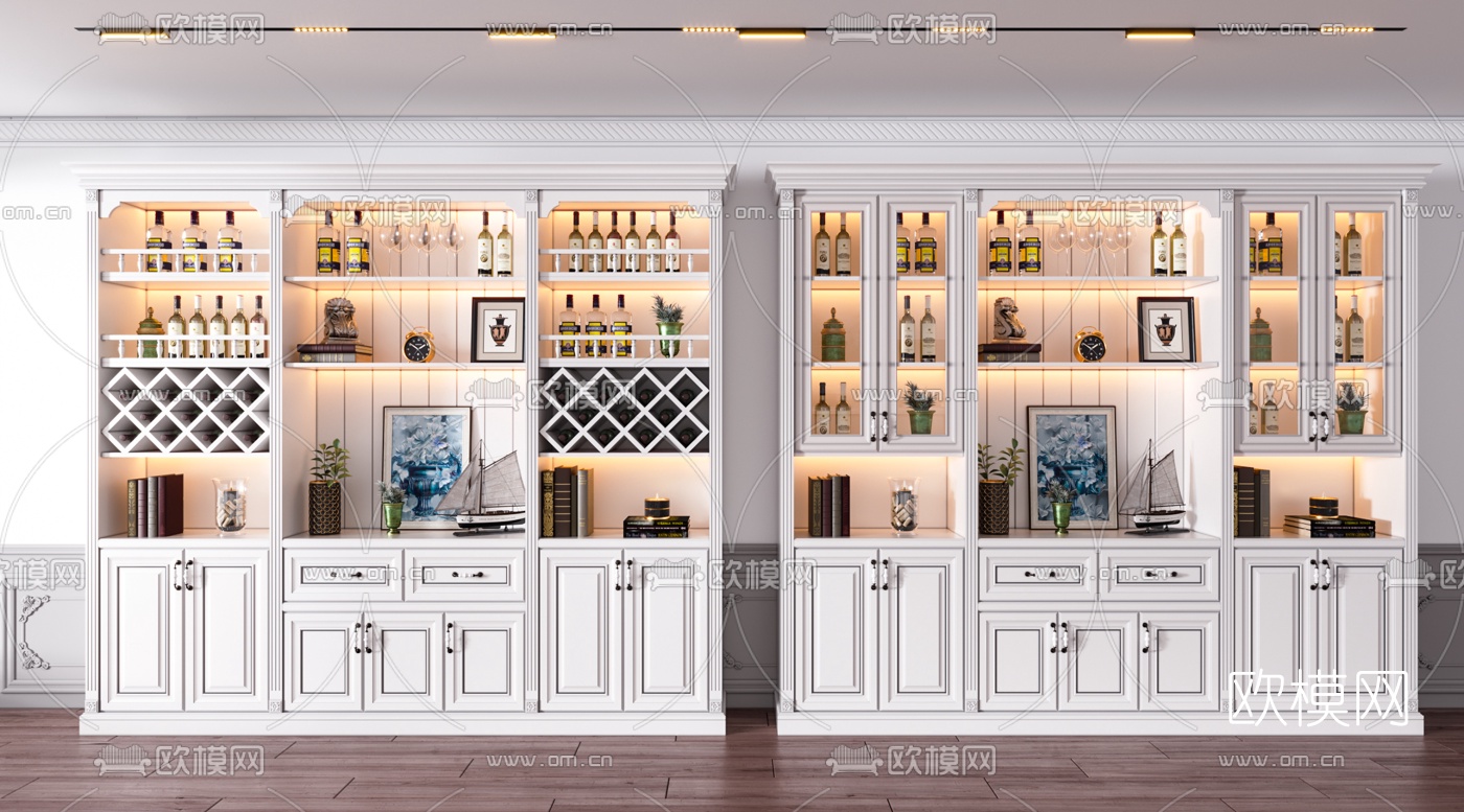 简欧轻奢酒柜3d模型下载