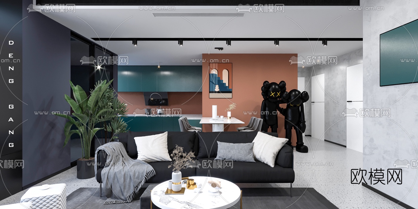北欧公寓客厅餐厅3d模型