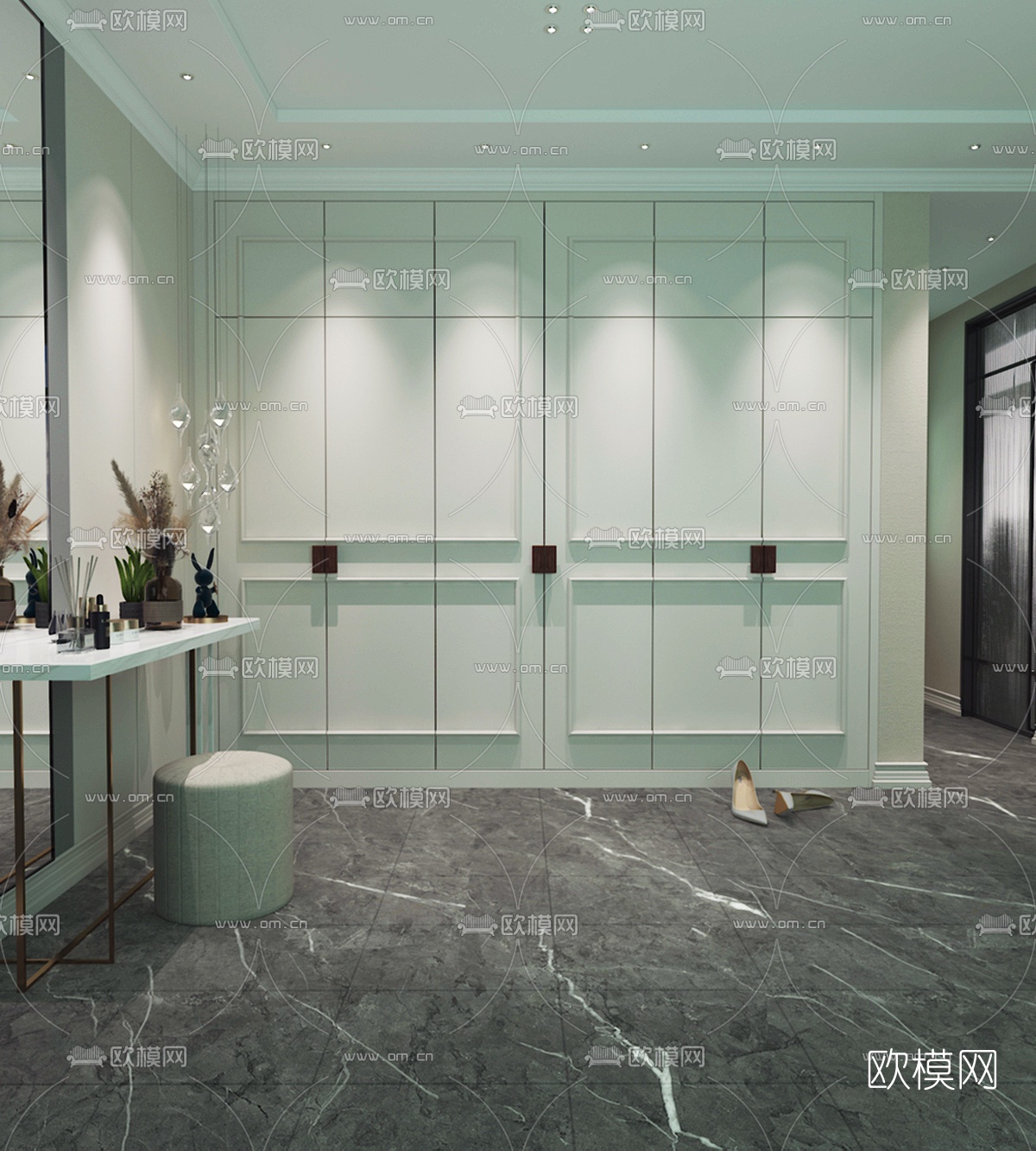 现代轻奢衣柜免费3d模型下载