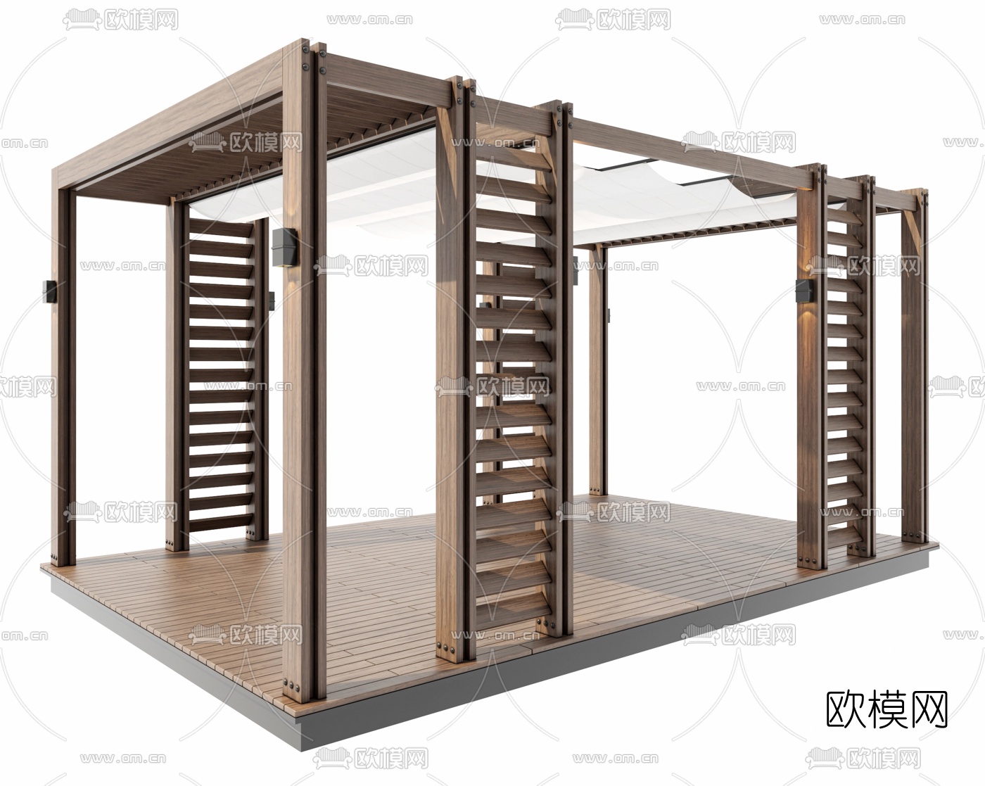 现代户外廊架3d模型下载