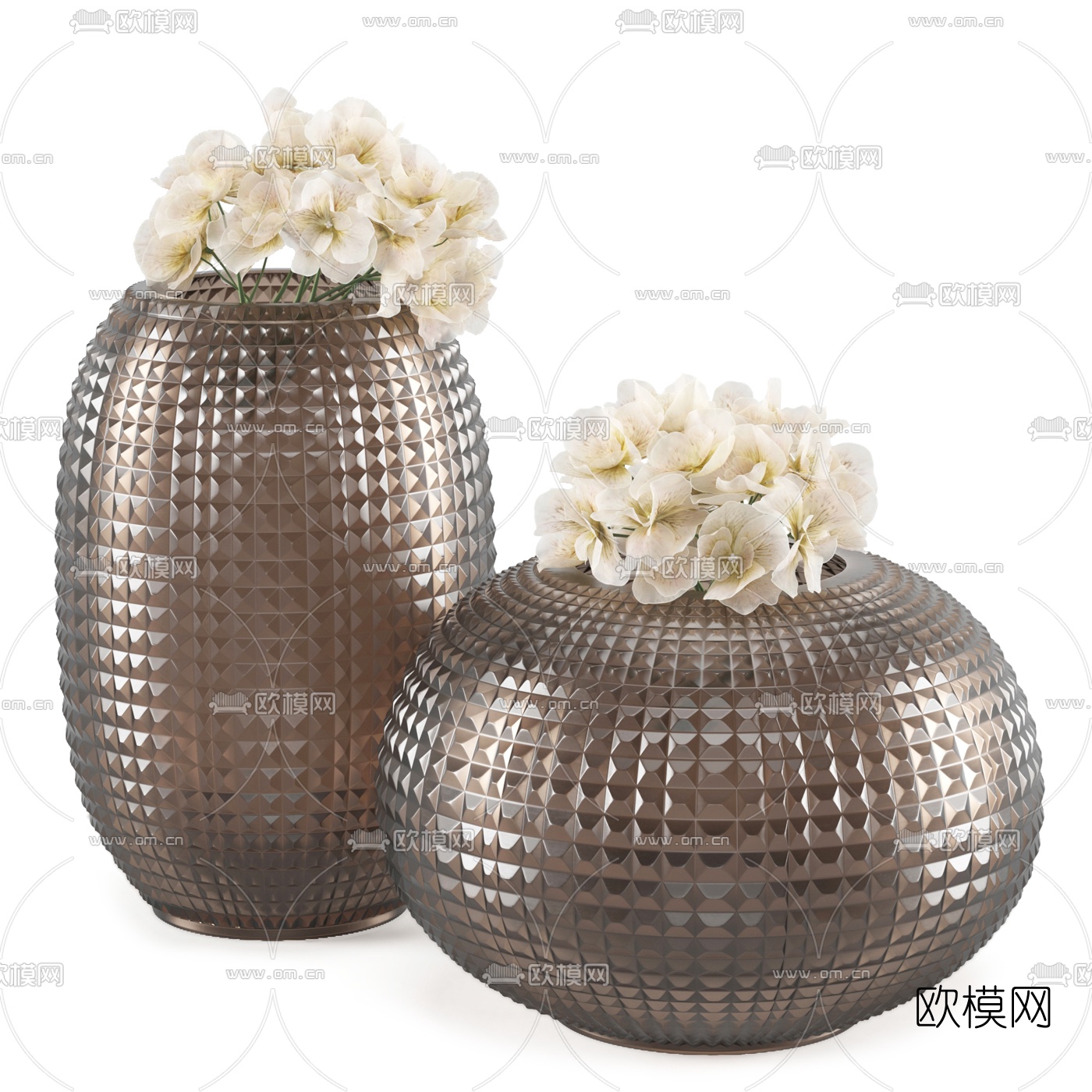 现代花瓶插花免费3d模型下载（渲染图1）