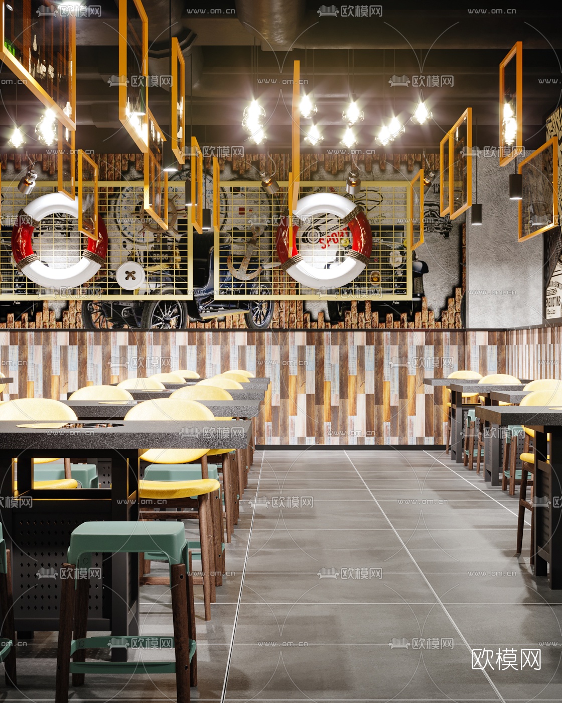 工业风串串火锅店3d模型