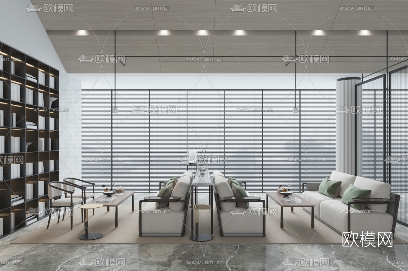新中式会所洽谈区3d模型