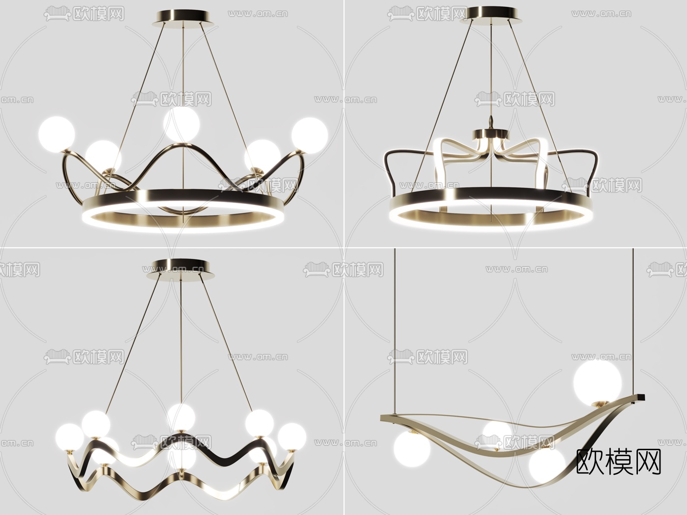 北欧金属吊灯3d模型下载