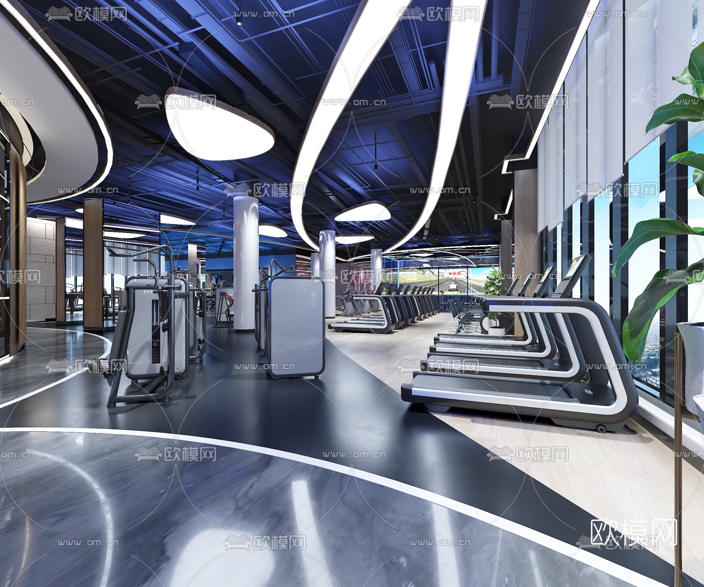 现代健身房3d模型下载（渲染图2）