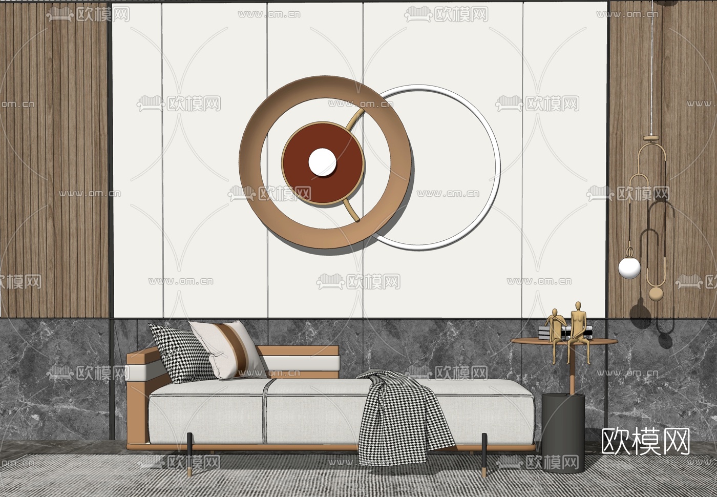 现代布艺贵妃椅su模型下载