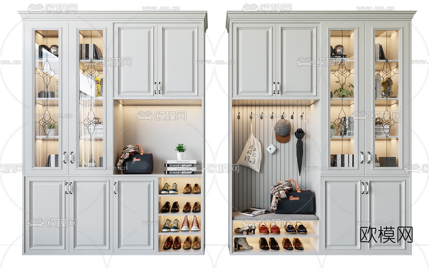 美式多功能鞋柜3d模型下载