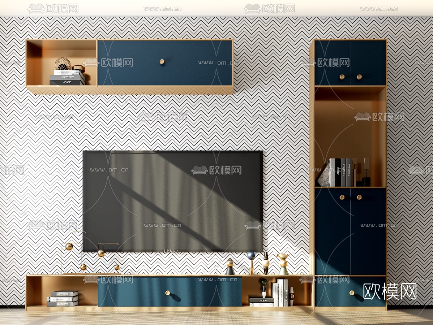后现代轻奢电视柜3d模型