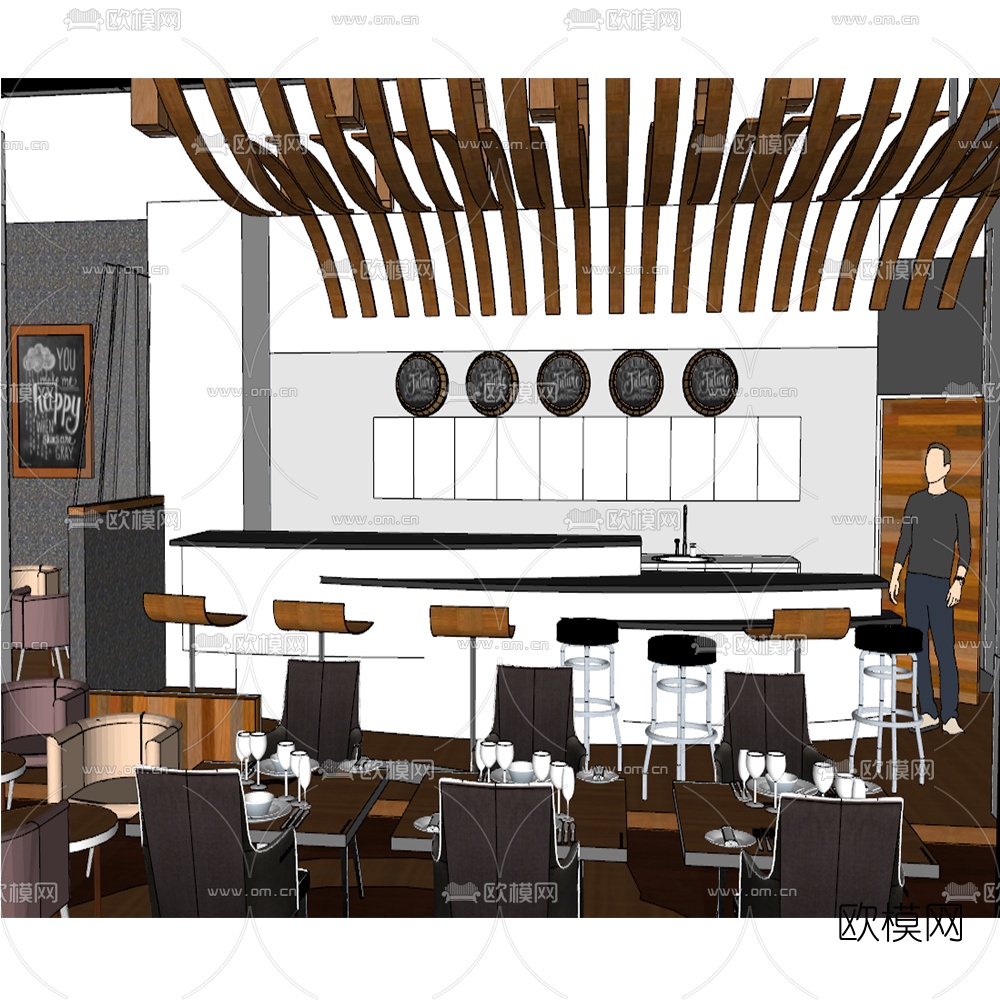 现代酒吧su模型下载（渲染图3）