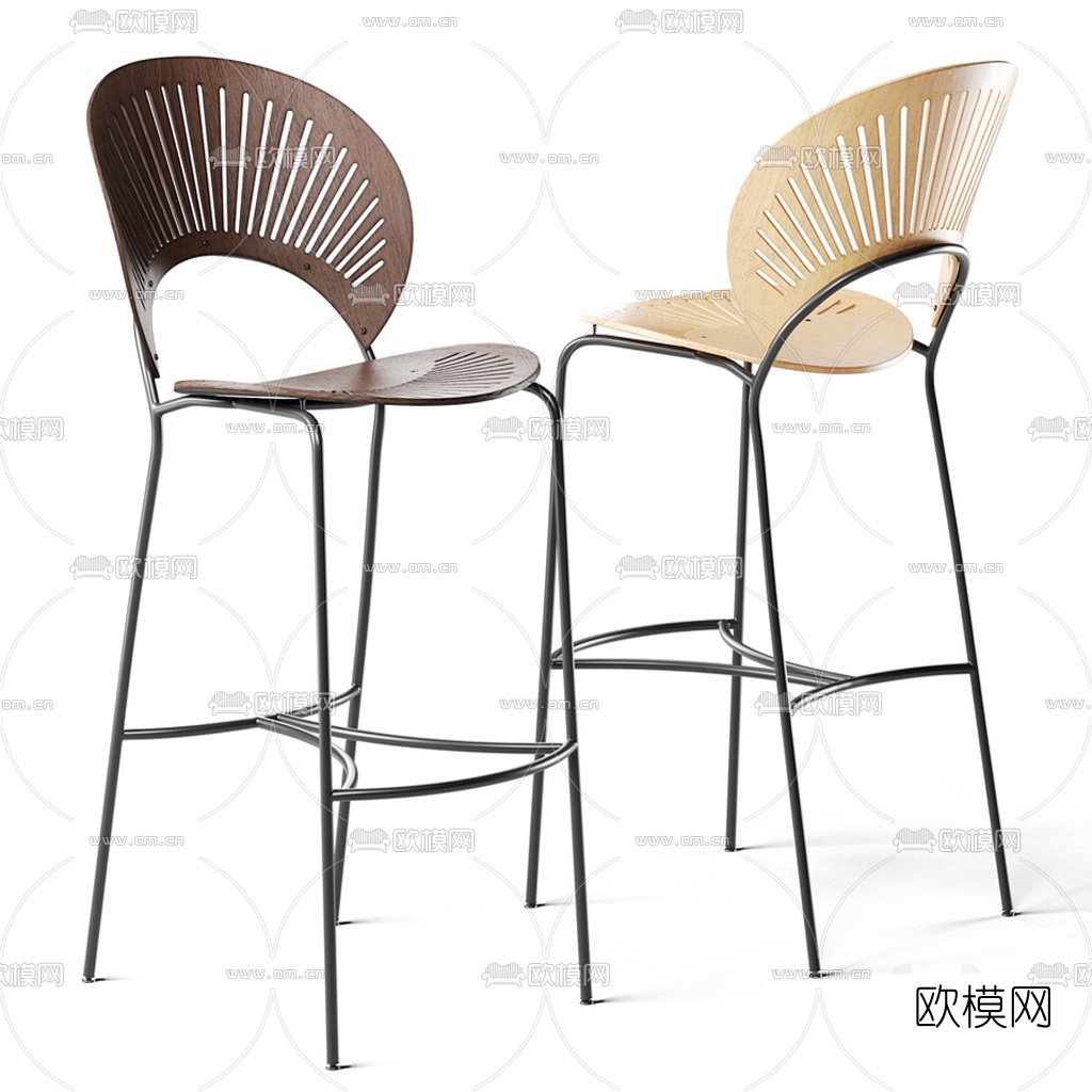 现代铁艺吧台椅3d模型