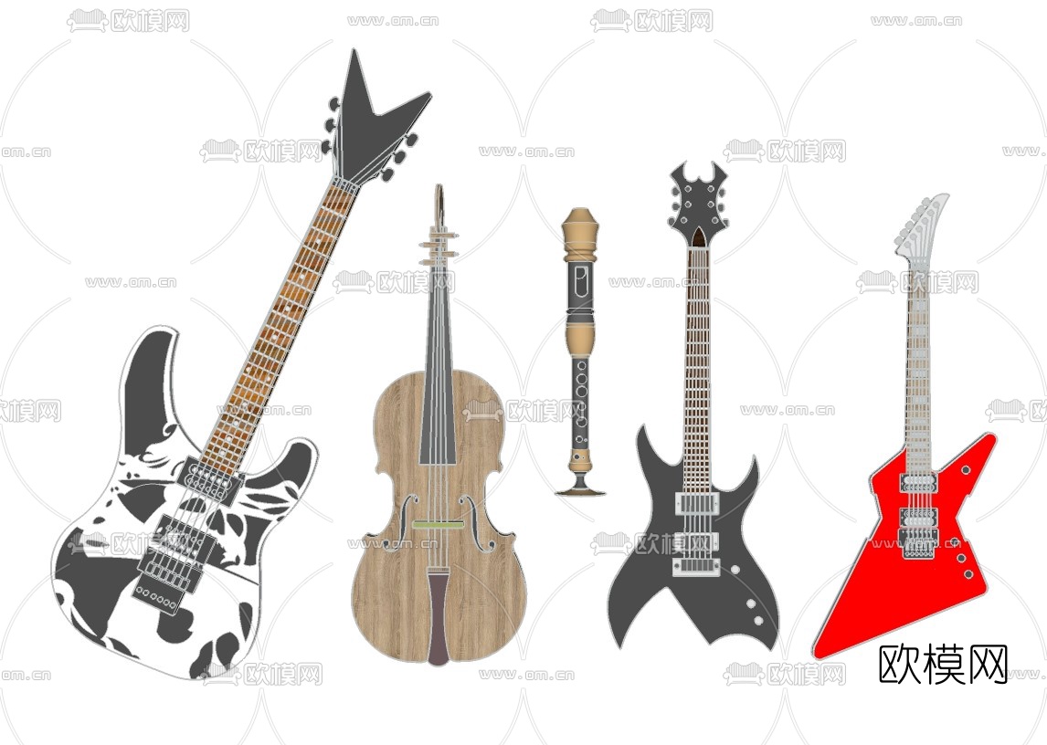 北欧乐器吉他小提琴su模型下载