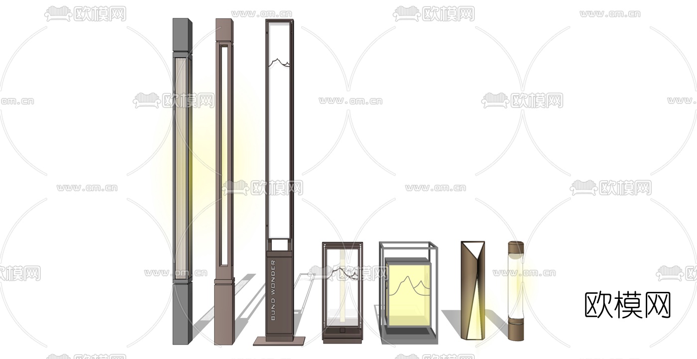 现代户外景观灯su模型下载（渲染图1）