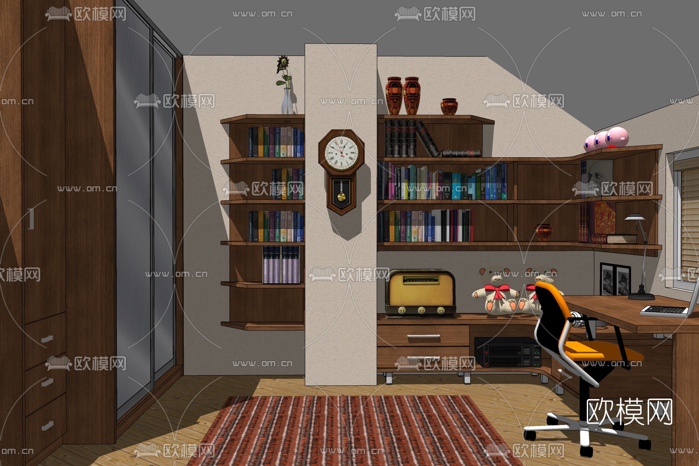 现代书房免费su模型