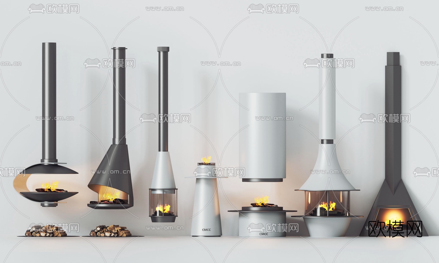 现代悬挂式壁炉3d模型下载