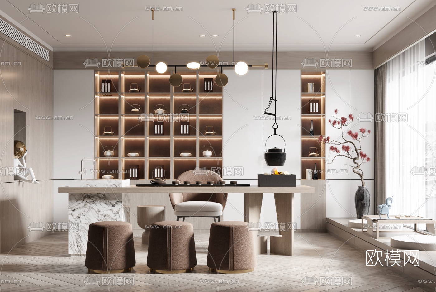 新中式茶室3d模型