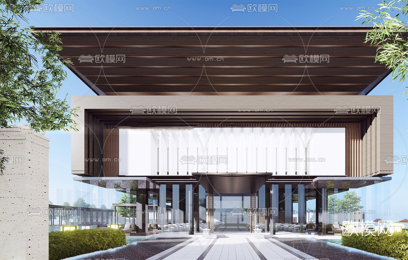 现代售楼处建筑外观su模型下载（渲染图5）