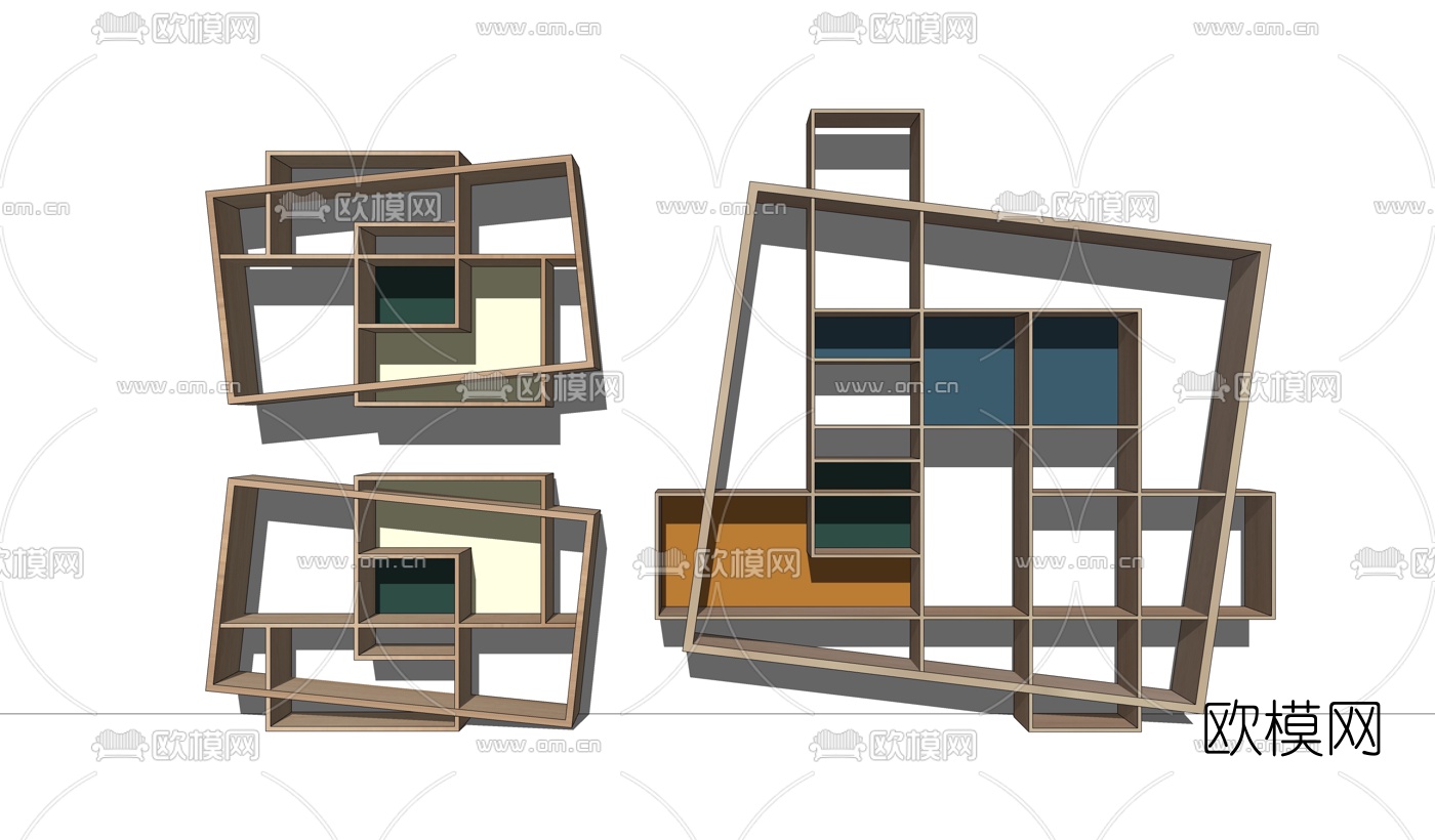 現代兒童創意書架su模型-免費3dmax模型庫-歐模網