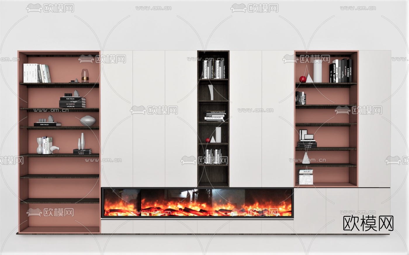 现代装饰书柜su模型下载（渲染图1）