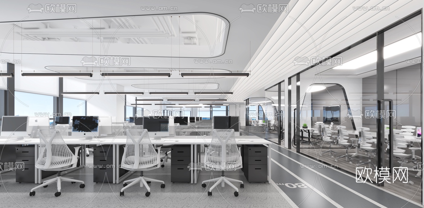 后现代简约办公室3d模型下载（渲染图4）