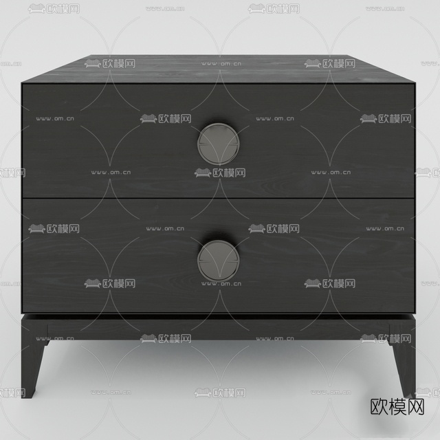 现代实木床头柜免费3d模型下载