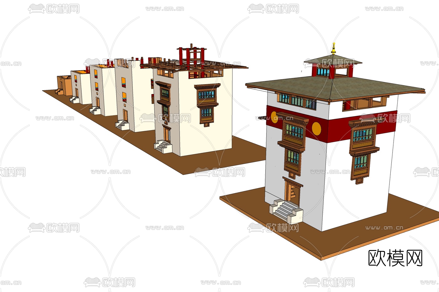 藏式住宅别墅免费su模型下载