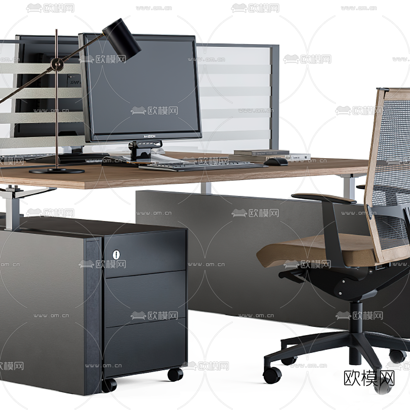 现代卡位办公桌椅3d模型