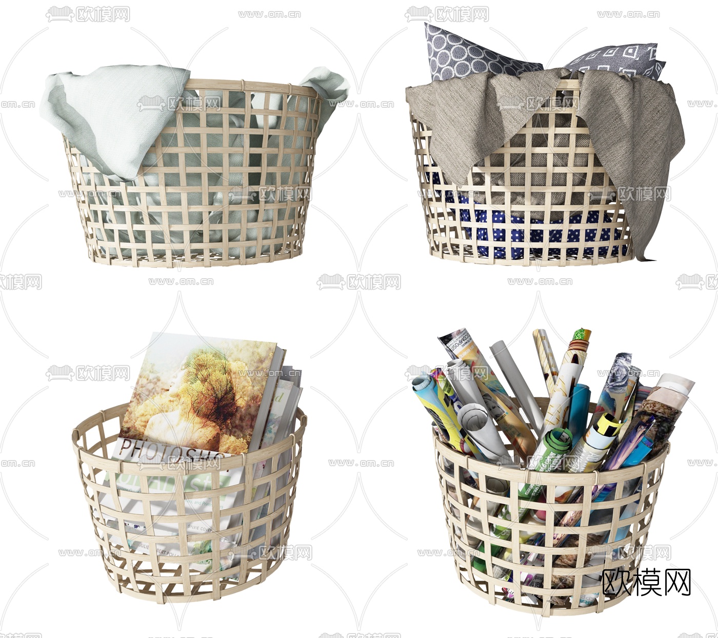 自然风编织衣篓3d模型下载