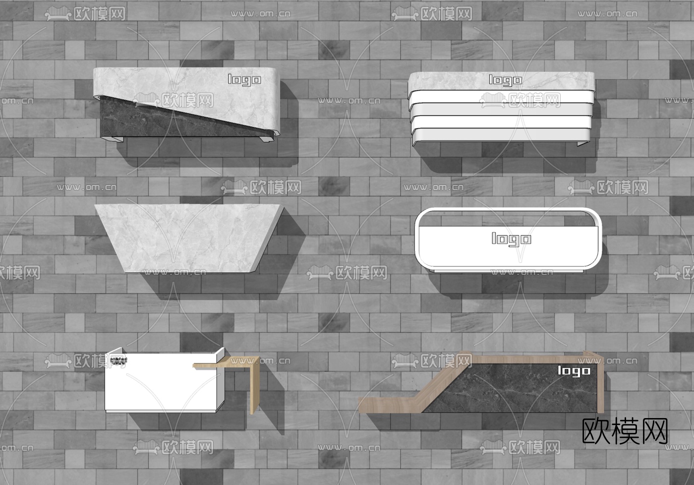 现代接待台su模型下载（渲染图1）