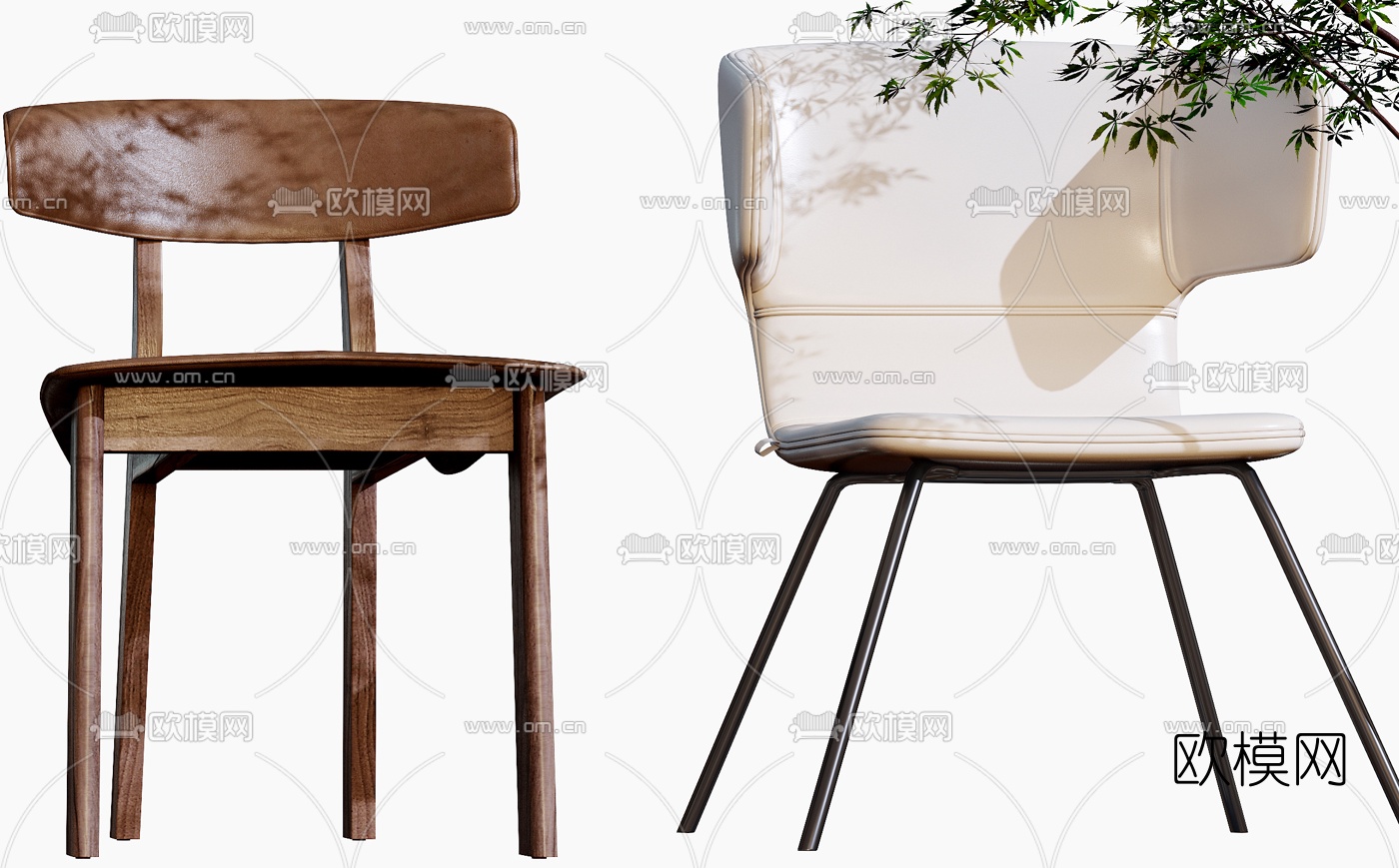 北欧实木休闲椅3d模型