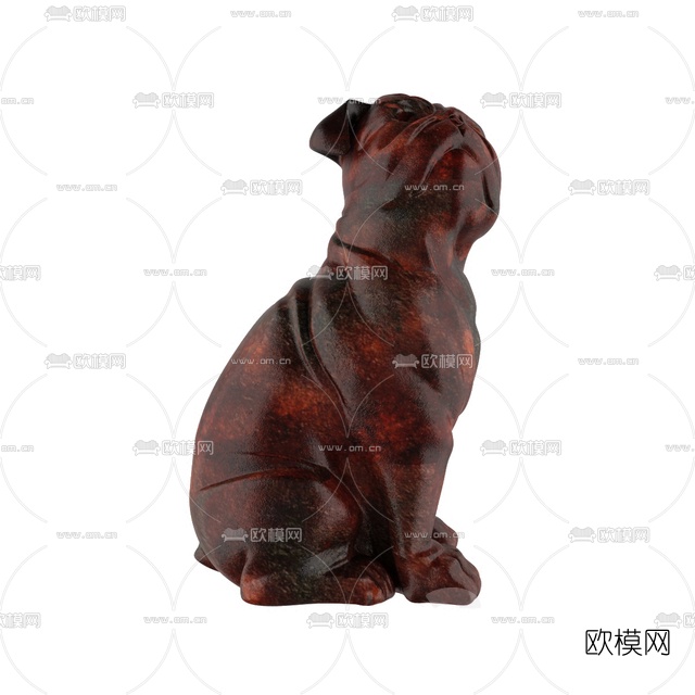 现代实木小狗摆件免费3d模型下载