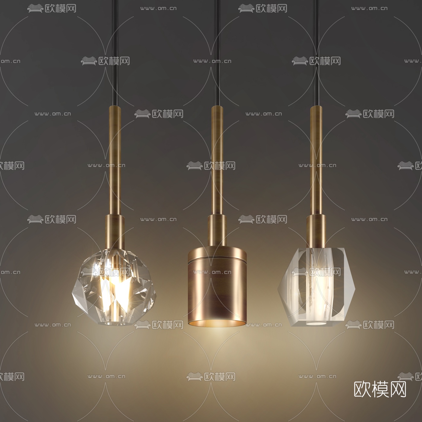 现代不规则水晶吊灯3d模型下载（渲染图1）