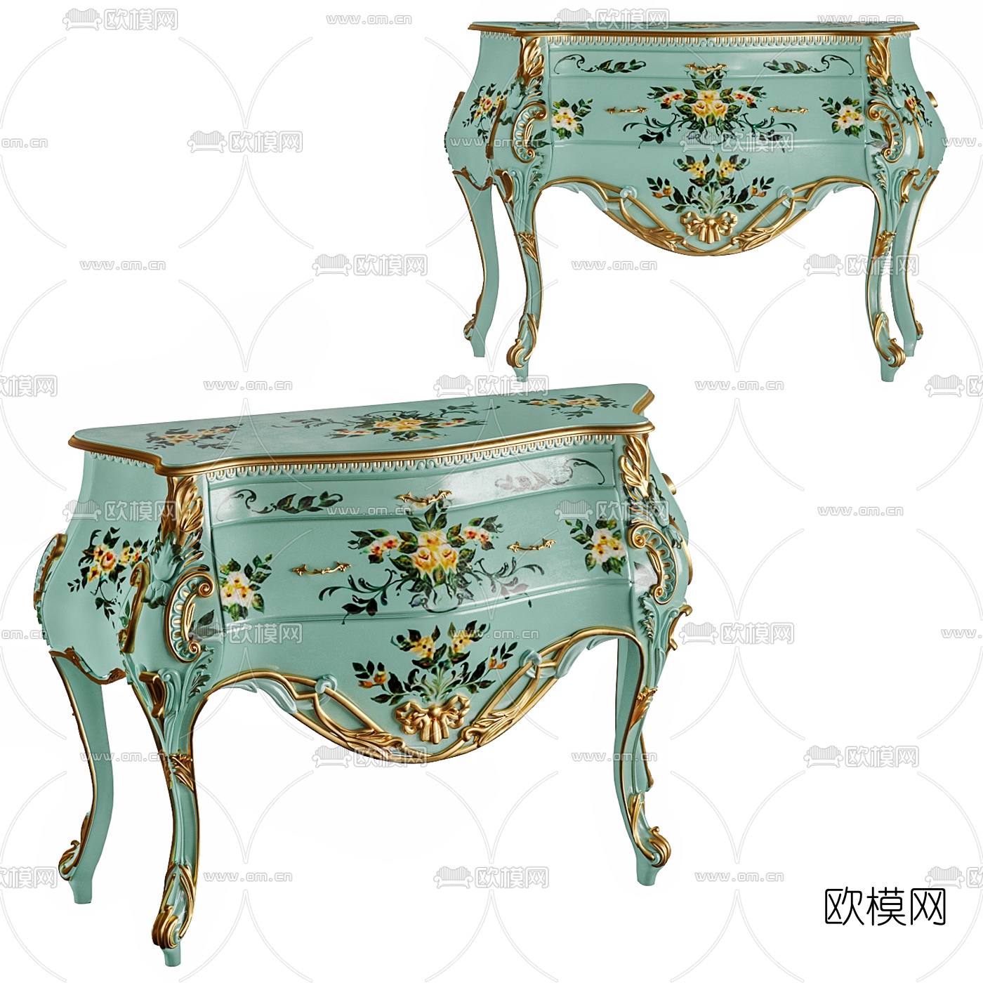 欧式轻奢床头柜3d模型下载