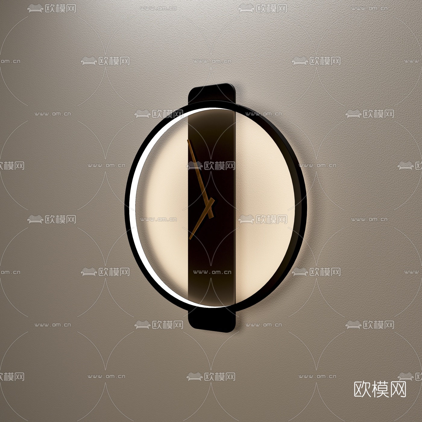 北欧极简挂钟壁灯3d模型下载（渲染图5）