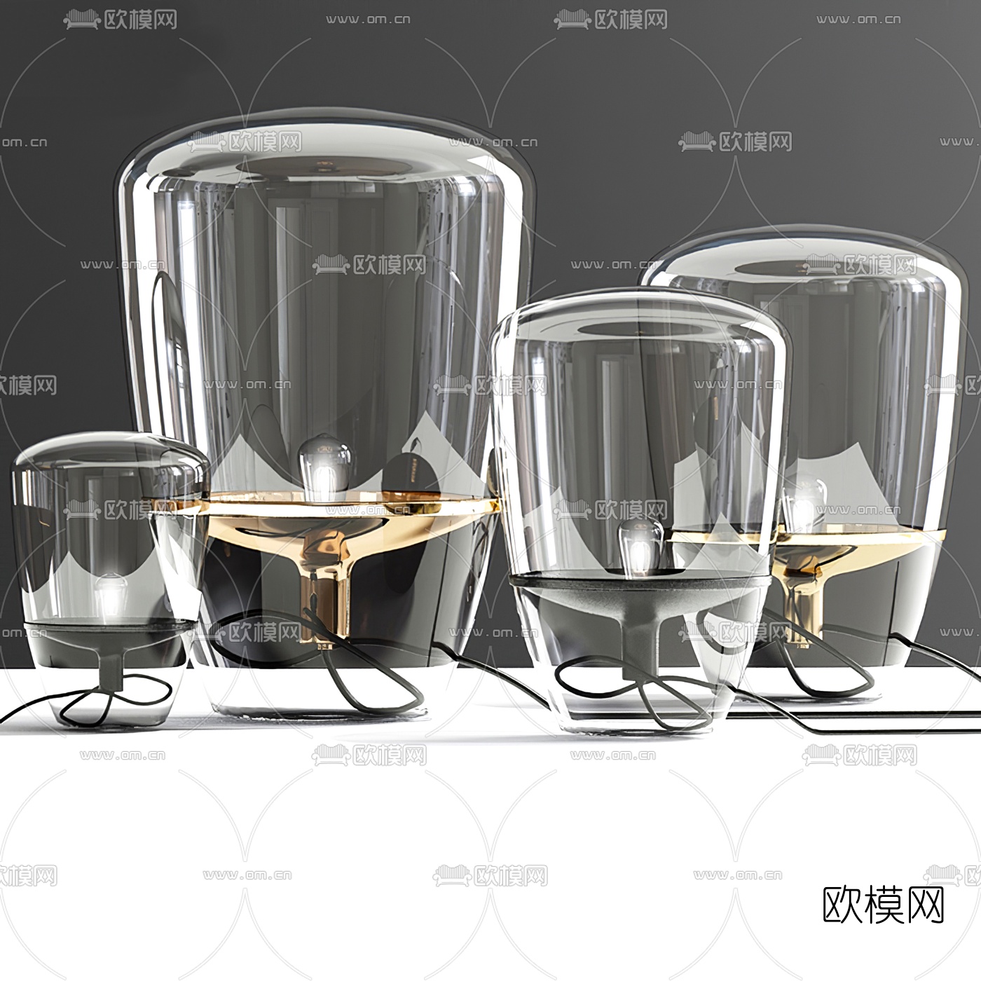 现代玻璃台灯3d模型