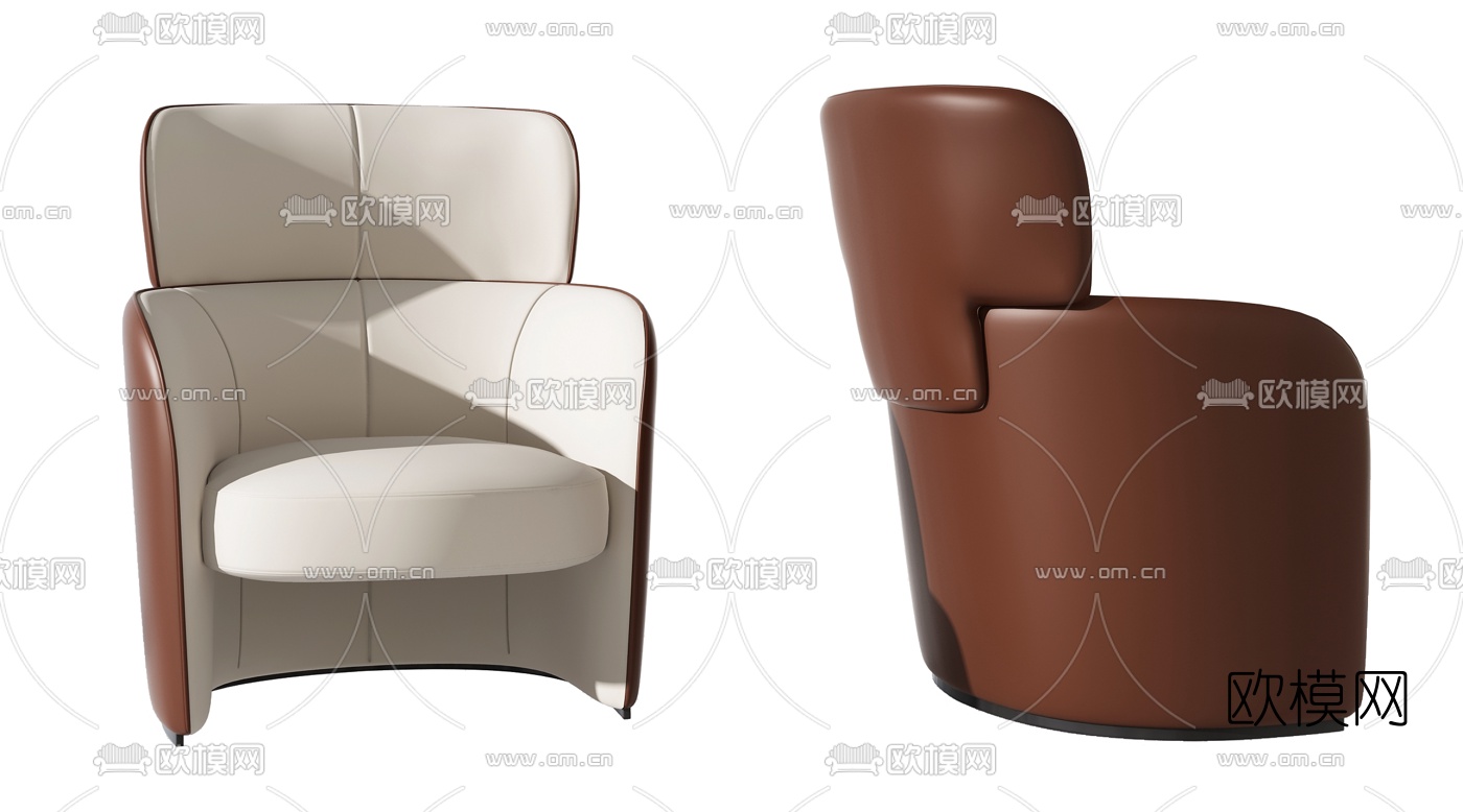 现代皮革单人沙发3d模型下载