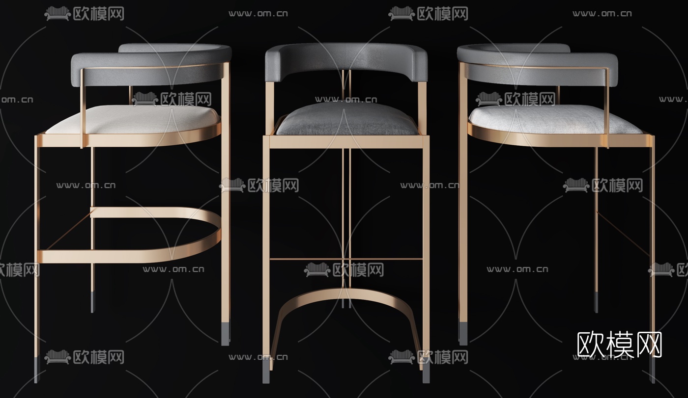 现代金属吧椅3d模型