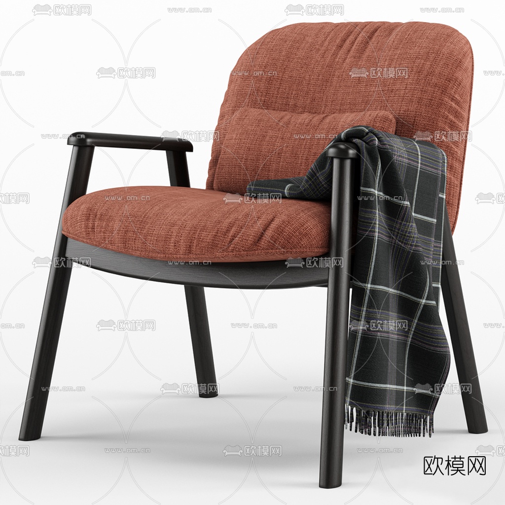 现代布艺休闲椅3d模型下载（渲染图2）