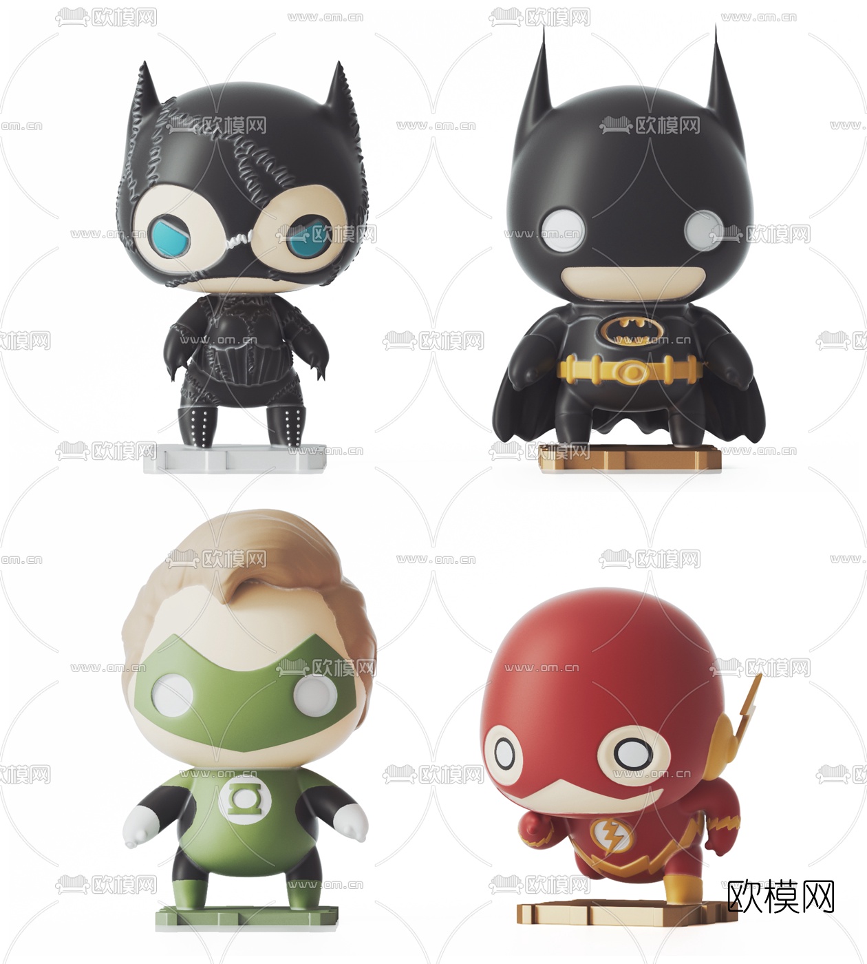 现代Q版超级英雄公仔玩具3d模型下载