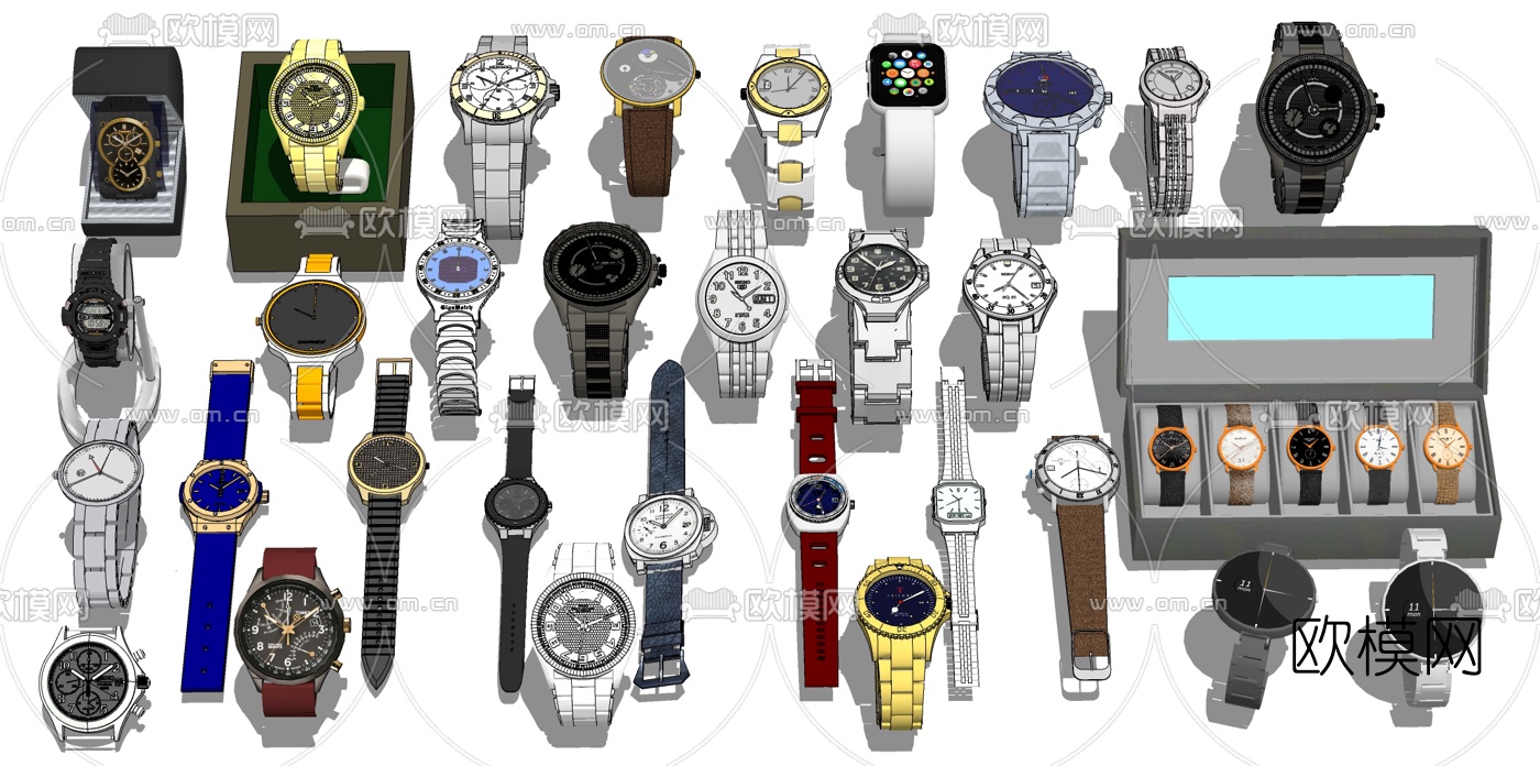 现代手表机械表su模型下载（渲染图1）