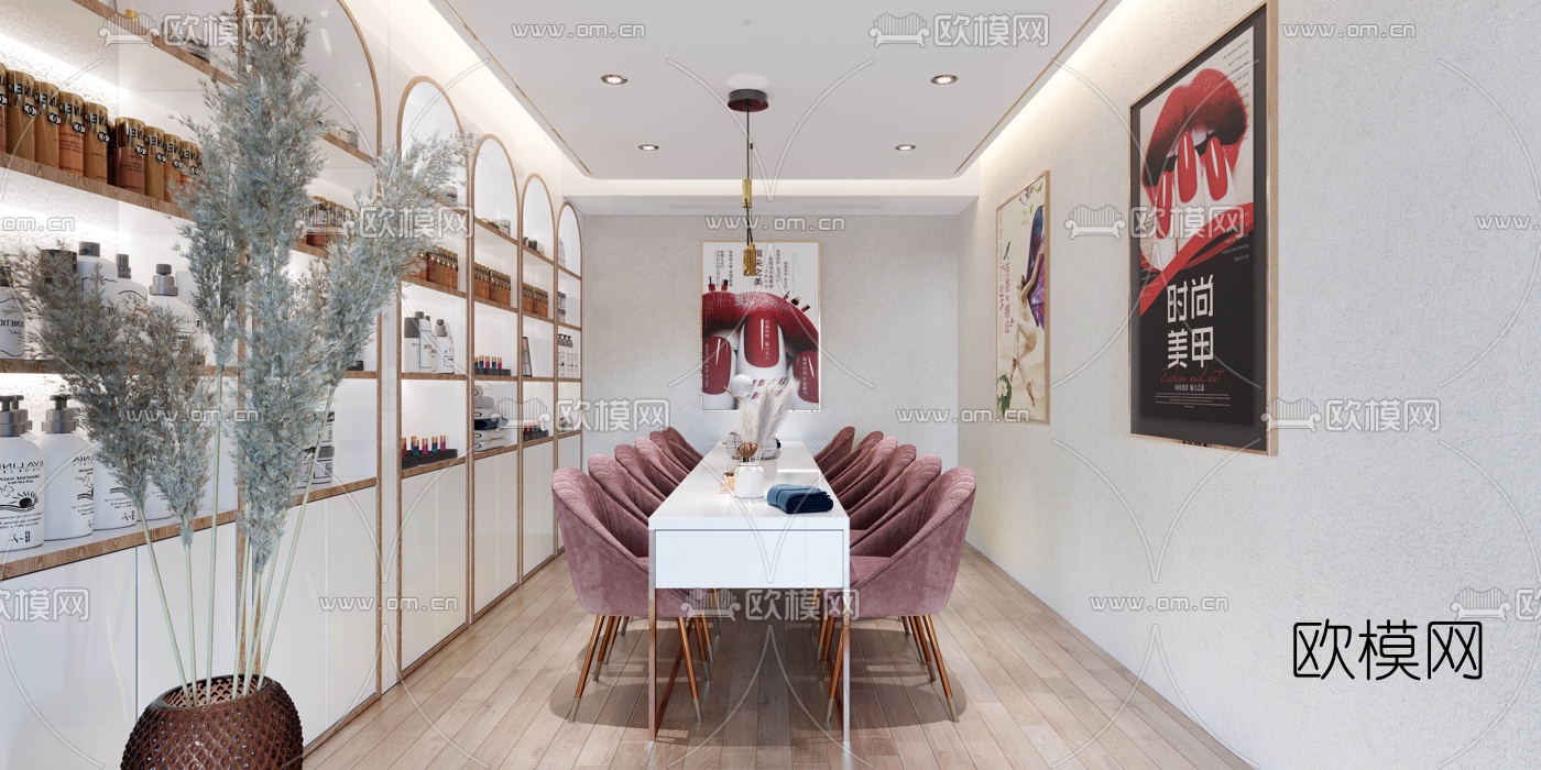 现代轻奢美容美甲化妆工作室3d模型下载