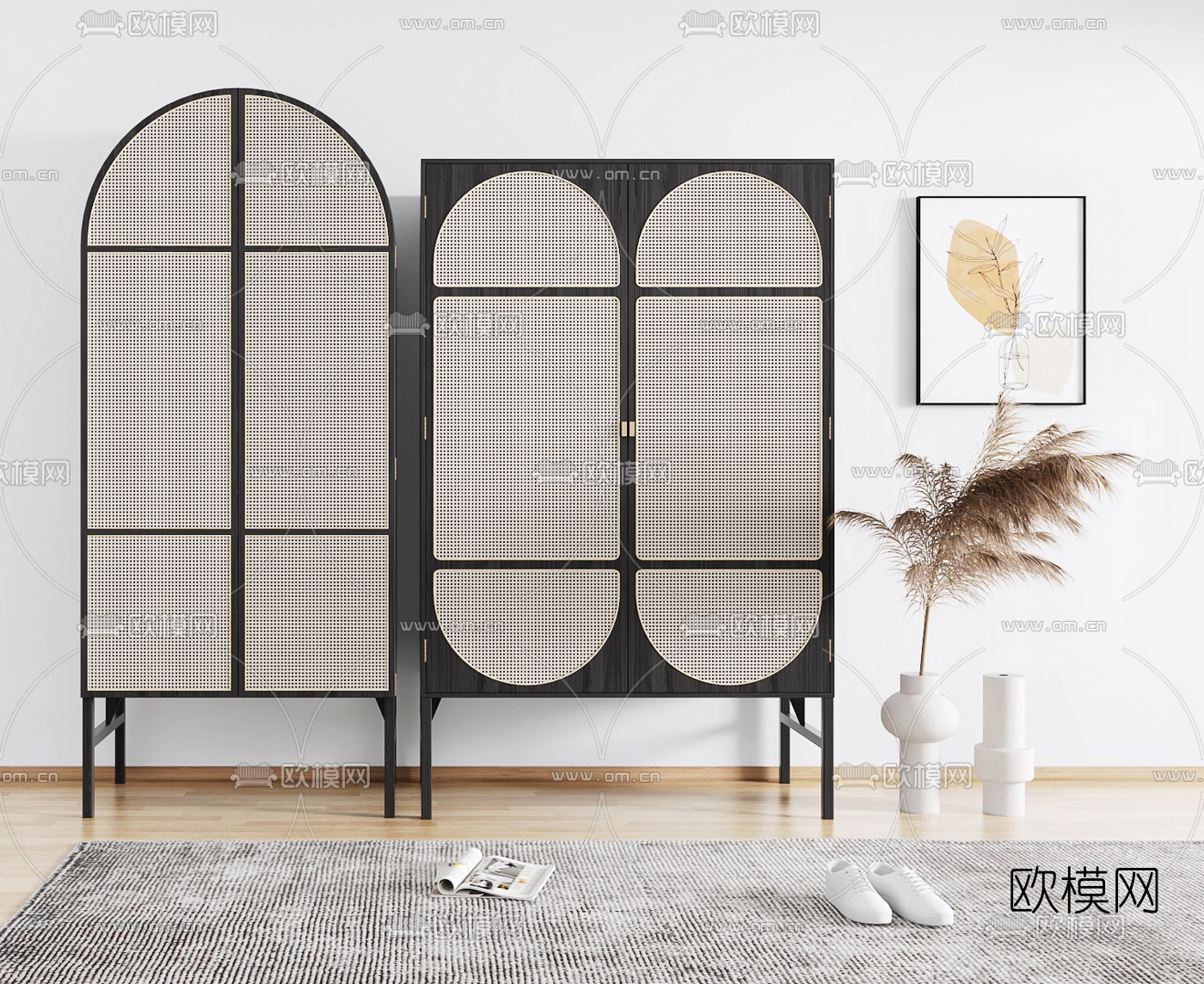 北欧藤编衣柜su模型下载（渲染图1）