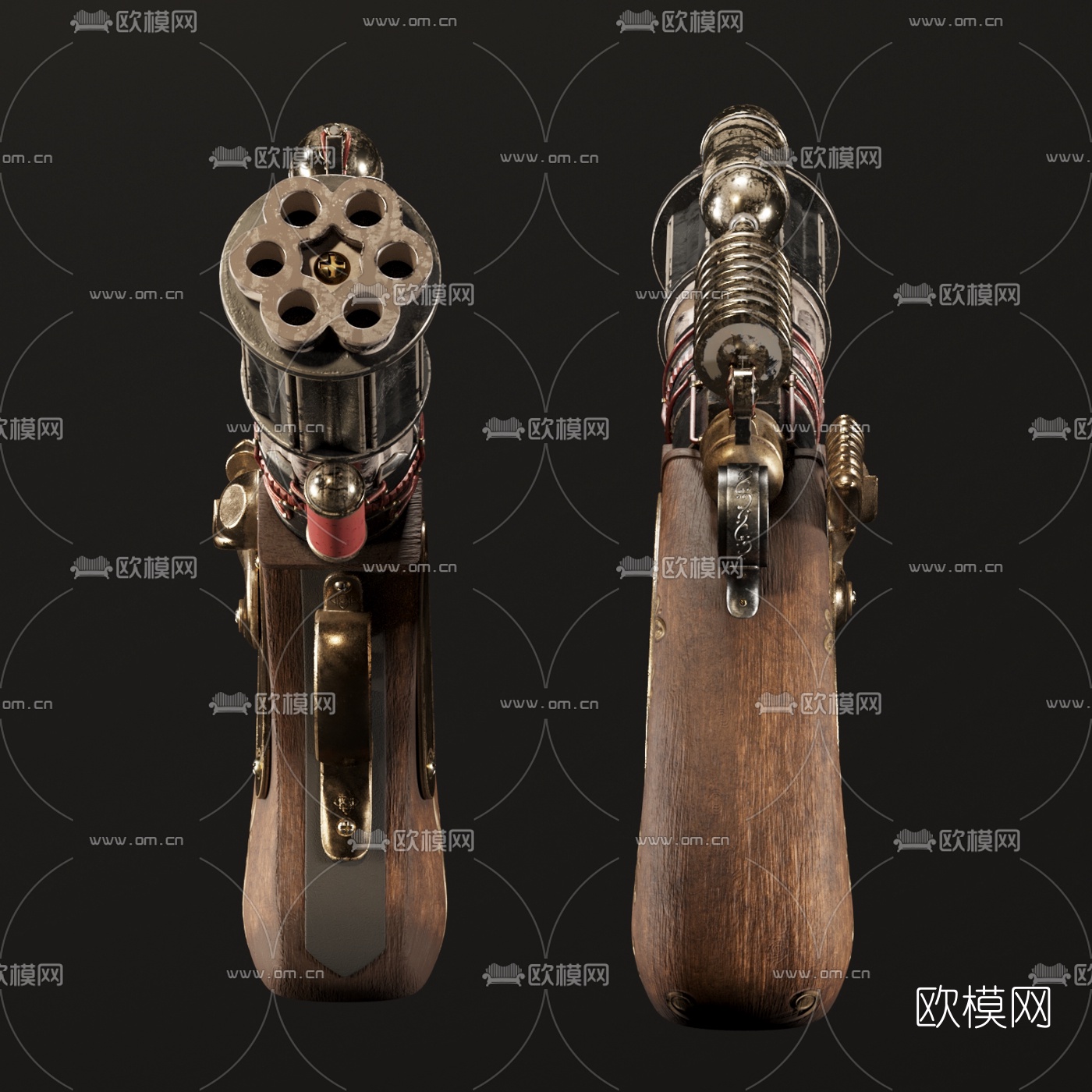 欧式复古手枪3d模型