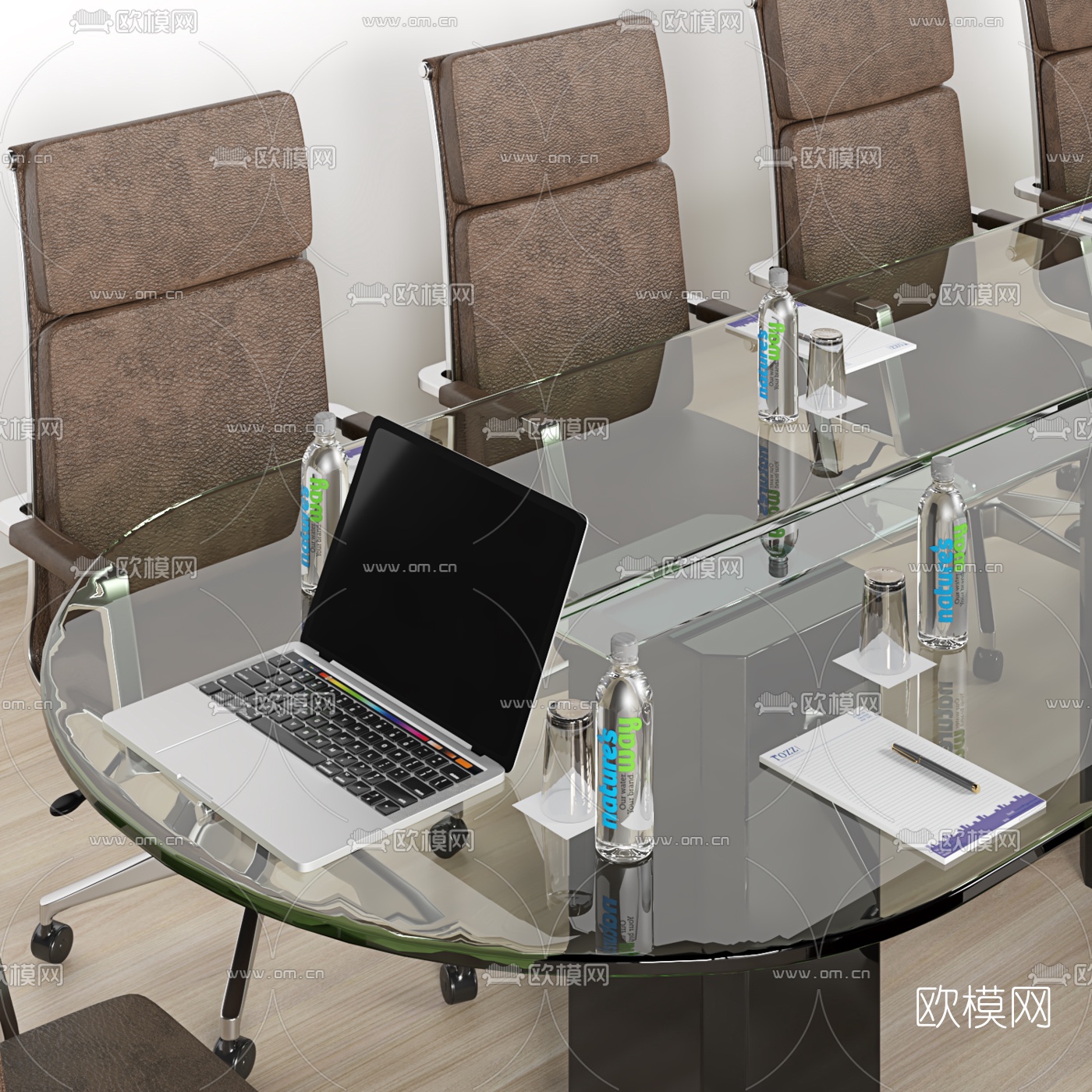 现代玻璃会议桌椅3d模型