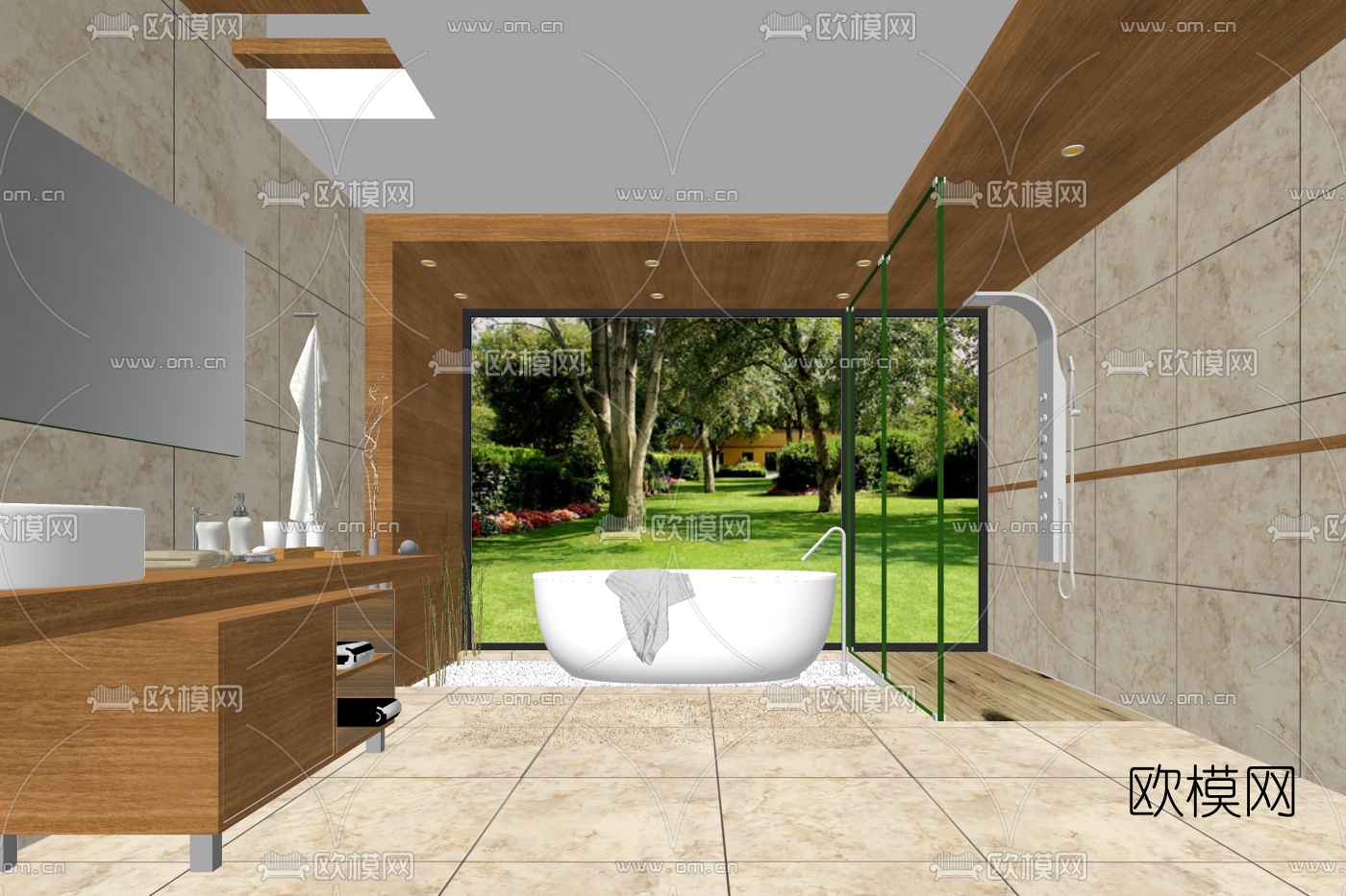 现代浴室卫生间su模型下载