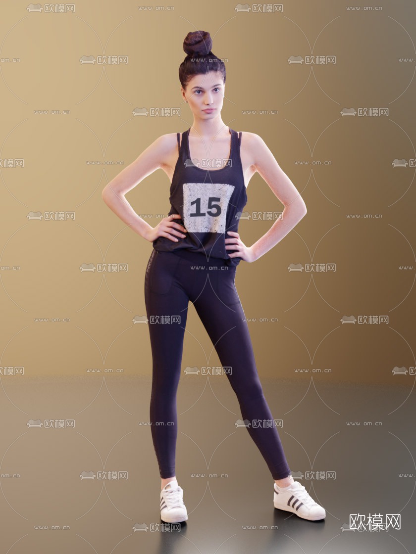 现代运动女性人物免费3d模型下载（渲染图1）