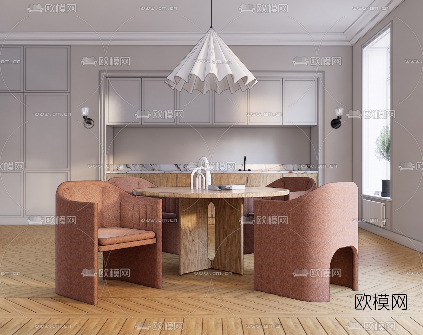 北欧餐厅su模型下载（渲染图1）