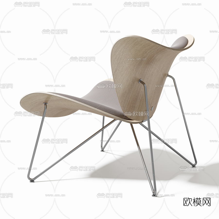 北欧实木休闲椅3d模型