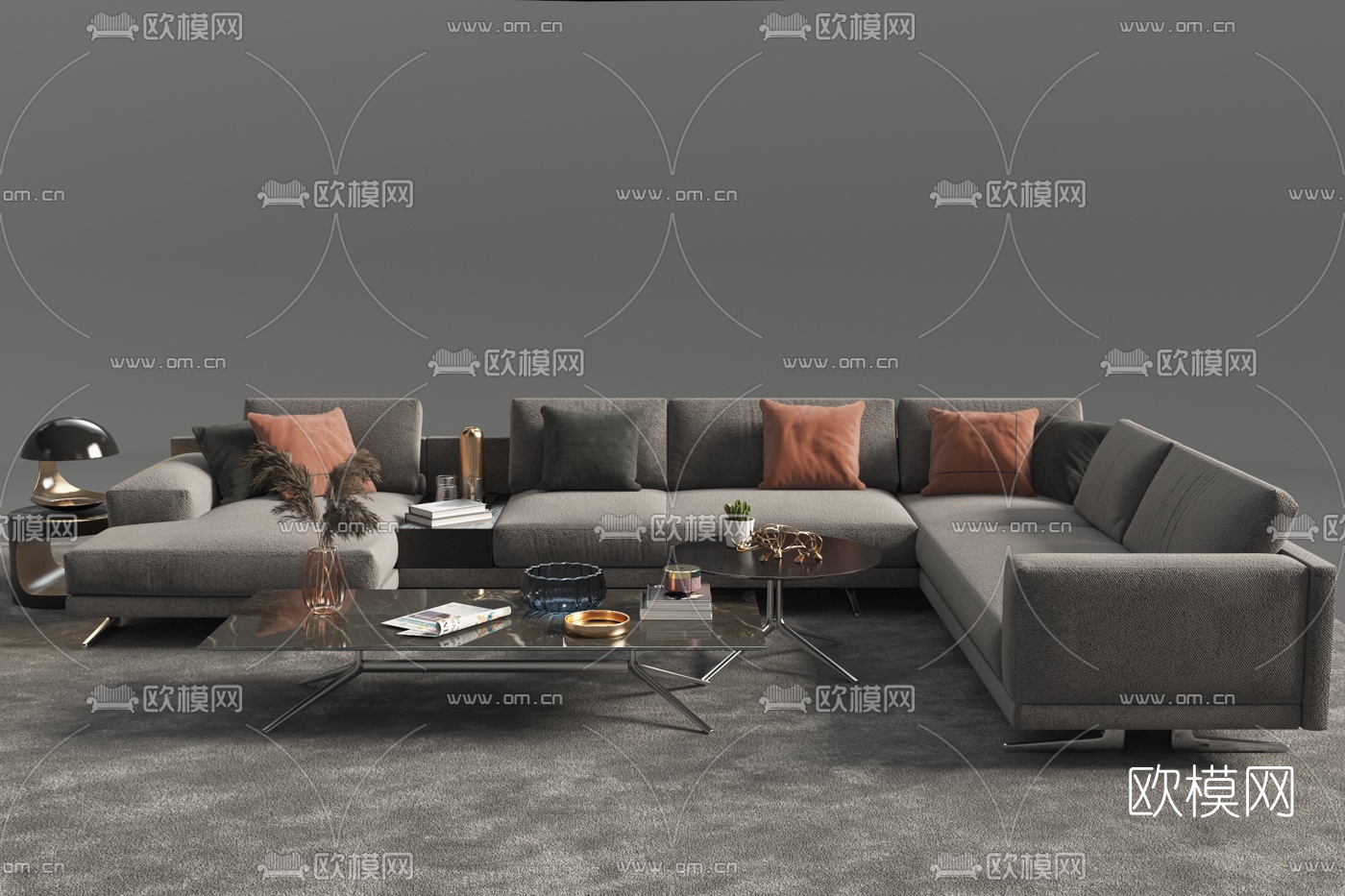 现代布艺转角沙发3d模型